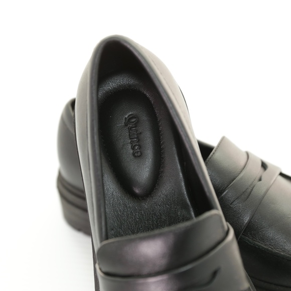 NWT Quince Italian Leather Lug Sole Chunky Slip On Black Loafers Womens 6.5M - Picture 7 of 11